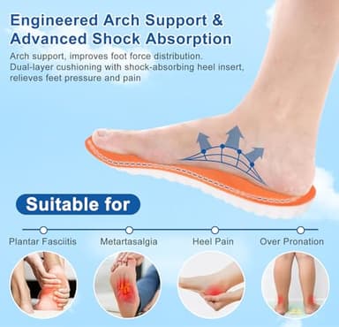 Steppers Insoles for Men Women, 4D Memory Foam Cloud Insoles, Comfortable and Breathable Massage Shoe Inserts with Arch Support, Trim to Fit All Shoe Types(1Pair-Orange, Men 9-10/Women 11-12) - Image 6