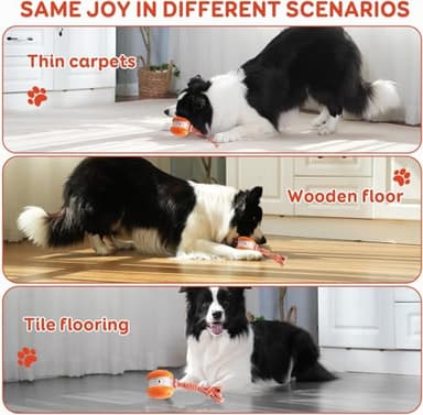 QGI Interactive Dog Toys, Random Path Electric Automatic Moving and Rolling Dogs Toy with Rope for Small Medium Large Dogs, Motion-Activated Dog Stimulation Toy for Boredom Relief (Orange) - Image 6