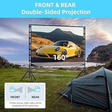 TOWOND Projector Screen and Stand, 180 inch Outdoor Projector Screen 15 FT Large Projection Screen, Portable 16:9 4K HD Rear Front Movie Screen with Carry Bag Wrinkle-Free Design for Backyard Theater - Image 6