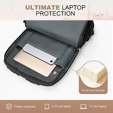 Maelstrom Travel Backpack for Women Men,35L Laptop Backpack Fits 17-Inch Laptop,Waterproof Carry On Backpack for Airplanes with Detachable Crossbody Bag&Shoe Compartment,Black, Large - Image 6