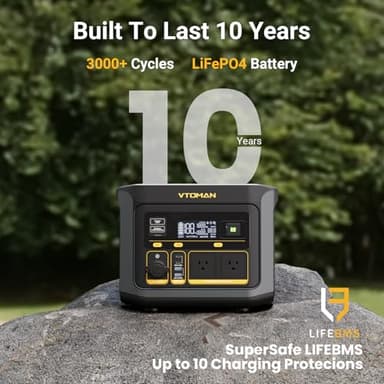 VTOMAN FlashSpeed 600, Portable Power Station 499Wh, 70Min Fully Charged, 600W(Peak 1200W) LiFePO4 Battery Solar Generator, 9 Output Ports for Vehicle Emergency, Road Trip, Outdoor Camping - Image 3