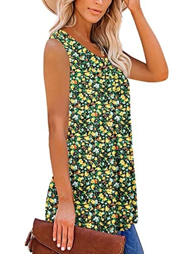 BETTE BOUTIK Women's Plus Size Sleeveless Tops Button Down Ladies Sleeveless Tops and Blouses LYellowOrange Large - Image 3