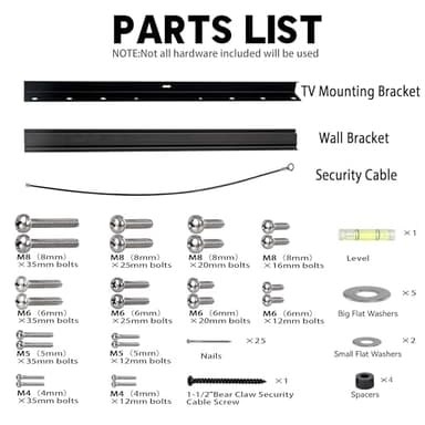 No Stud TV Wall Mount, Drywall Studless TV Hanger No Damage, No Drill, Non Screws, Dry Wall Flat Screen TVs Easy Install Bar Bracket fits VESA 12-55 inch TVs up to 99 lbs, Include Hardware Levels - Image 6