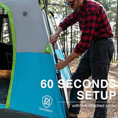 EVER ADVANCED 6 Person Camping Tent, Blackout Design Tent for Camping Instant Cabin Tents for Family with Rainfly, 60s Easy Setup, Water-Resistant - Image 3