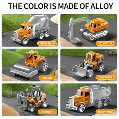 NIPLOOOW Toddler Boys Construction Truck Vehicle Toy Set with Play Mat and Die-Cast Toy Car, Transport Carrier Truck for Kids 3-5, Birthday Gifts Toys for 3-8 Year Old Boys - Image 6