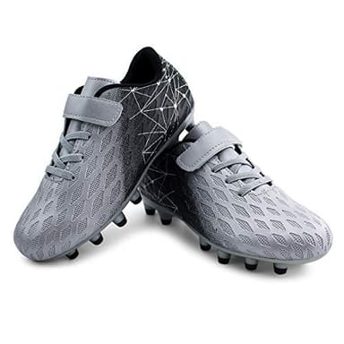 brooman Kids Firm Ground Soccer Cleats Boys Girls Athletic Outdoor Football Shoes(12,Silver) - Image 6
