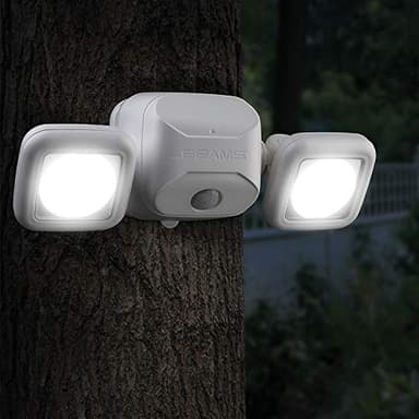 Beams MB3000 High Performance 500 Lumen Wireless Battery Powered Motion Sensing LED Dual Head Security Spotlight, White, 2-Pack - Image 2