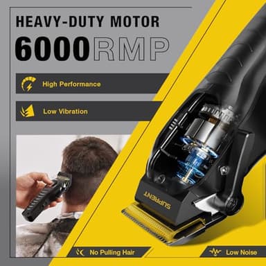 SUPRENT Mens Hair Clipper-Rechargeable Hair Cutting Kits with LED Display, Cordless Hair Clipper for Home Use & Barbers (Black) - Image 2