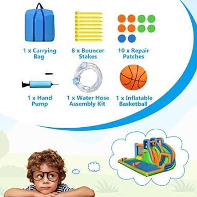 BOUNTECH Inflatable Water Slide Bounce House, Kids Water Park Jump Castle w/Large Splash Pool, 2 Climbing Walls, Water Slides Inflatables for Kids, Water Bounce House for Outdoor Backyard Party Gifts - Image 6