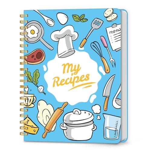 LuBudingJoy Blank Recipe Notebook to Write in Your Own Recipes, Full Page Sprial Hardcover Personal Recipe Organise, Recipe Journal Hold 140 Recipes (Cerulean) - Image 1