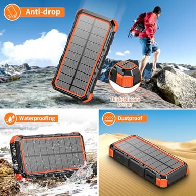 Solar Charger Power Bank 49800mAh Wireless Charger QC 3.0 Fast Charging Power Bank 8 Outputs 4 Inputs Solar Portable Charger Compatible with All Mobile Devices,SOS/Strobe/Strong Flashlights (orange) - Image 6