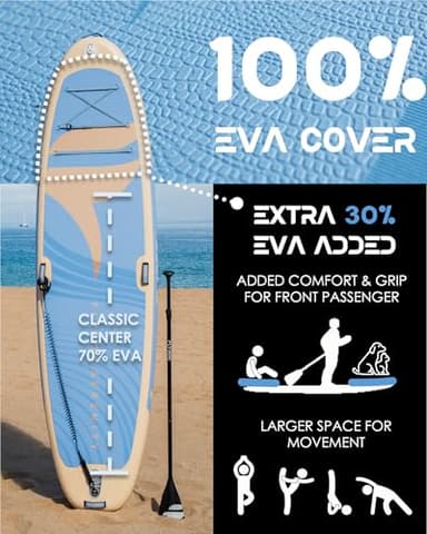11’x35 Extra Wide Inflatable Paddle Board, 430lb Capacity Stable Paddleboard for Yoga, Stand up Paddle Board for Adults(x3), Full Coverage EVA Deck, 5 Handles, 100L Backpack, All-Round - Image 5