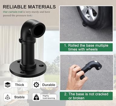 Qouara Curtain Rods for Windows 28 to 48 Inch, Black Adjustable Curtain Rod, Wrap Around Blackout Curtains Rod, Heavy Duty Industrial Curtains Rods, 1 Inch Outdoor/Indoor Drapery Pole 28-48" - Image 5