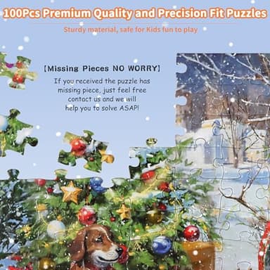 100 Piece Christmas Puzzles for Kids Ages 4-6 4-8 8-10 Christmas Puzzle - Christmas Dogs and Snowman Puzzles for Kids Ages 6-8 Children Educational Puzzles Gifts Christmas Stocking Stuffers - Image 2