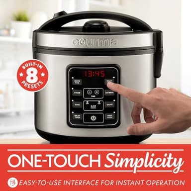Gourmia Rice Cooker – 5 Qt Capacity, 20 Cup Cooked, 10 Cup Uncooked, Digital Controls, 6 Cooking Presets, Grain Cooker & Steamer, Nonstick Pot, Steam Tray, Delay Timer, Keep Warm, Stainless Steel - Image 8