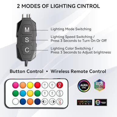 ARGB Controller Kit, GSCOLER RGB PC Fan Controller with 21 Key Remote Control, Multiple Lighting Modes Control for Computer Case Fan, Air Cooler, Liquid Cooler, LED Light Bar (SATA Power) - Image 4