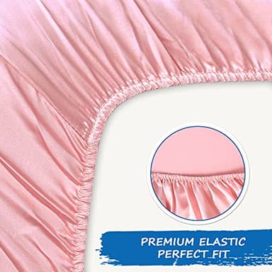 Crib Sheets Girl Satin 2 Pack, Soft & Silky Crib Sheet for Baby Hair (52"x28"x8") Fitted Crib Sheets for Standard Crib Mattress, Pink - Image 2