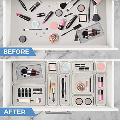 Ravinte 6 Pack Drawer Organizer - 6" X 9" Plastic Storage Bins, Acrylic Organizers with Non-Slip Pads Clear Desk Storage Tray for Makeup, Jewelries, Kitchen Utensils, Bathroom and Office - Image 4