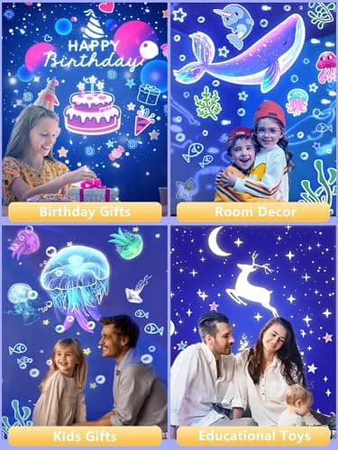 21 Sets of Films, Projector Night Light for Kids, Light Projector for Kids Room, Ceiling, Star Galaxy Projector with 360° Rotation Dimmable for Baby Girls, Birthday, Christmas, Nursery, Room Decor - Image 7