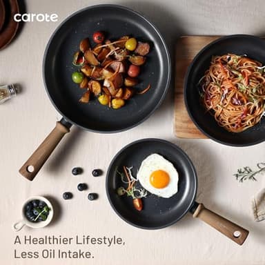 CAROTE Titanium Pan Non Stick Frying Pans, 8/9.5/11 Inch Nonstick Skillet Chef's Pan with lid, Compatible with All Stoves, 8'' - Image 5