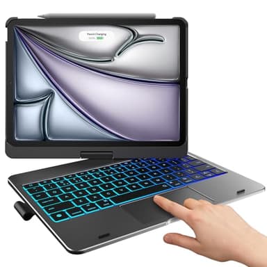 typecase Touch Keyboard Case for iPad Air 11-inch(M3/M2, 2025/2024) & iPad Pro 11(4th/3rd/2nd/1st Gen), Multi-Touch Trackpad, 11-Color Backlight, 360°Rotatable for iPad Air 5/4th Gen, Gray - Image 1