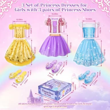 Meland Princess Dress Up for Girls 3-6, Dress Up Clothes for Girls with Princess Shoes Toy, Birthday Gift for Toddlers - Image 6
