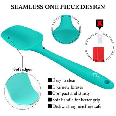 HOTEC Heat Resistant 600℉ Food Grade Silicone Rubber Spatula Set for Baking, Cooking, and Mixing Non Stick Dishwasher Safe BPA-Free Multicolor Set of 5 - Image 6