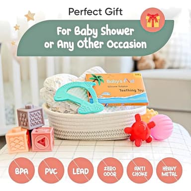 Silicone Baby Teether - Dolphin | 8 Teething Relief Textures, 100% Food-Grade, Easy to Hold & BPA Free Silicone Teethers for Babies, Baby Teething Toys, Soft Chew Toy for Babies Ages 3M+ - Baby’s Aid - Image 9