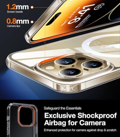 TORRAS Magnetic Clear for iPhone 14 Pro Case, Compatible with MagSafe, Never Yellow, 12 FT Military Grade Drop Tested, Protective Slim Thin Case for iPhone 14 Pro Phone Case, Clear Back/Clear Edge - Image 6