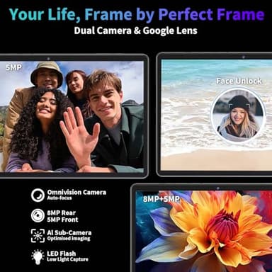 2025 Android 15 Tablet with Keyboard, 26GB(6+20)RAM+256 Storage(Expand to 2TB), 8000mAh Battery, Widevine L1, 10 Inch 2-in-1 Tablets with 5G/2.4G WiFi, BT5.0, GMS Certified, Mouse, Case, Stylus(Black) - Image 8