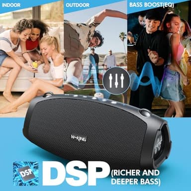 W-KING Portable Speakers Bluetooth Wireless, 120W Max Loud Waterproof Bluetooth Speaker Boombox, IPX6 Party Large Outdoor Speaker,70W Triple Passive Radiator/Subwoofer*2-Deep Bass/DSP/2 Pairing/42H/EQ - Image 3