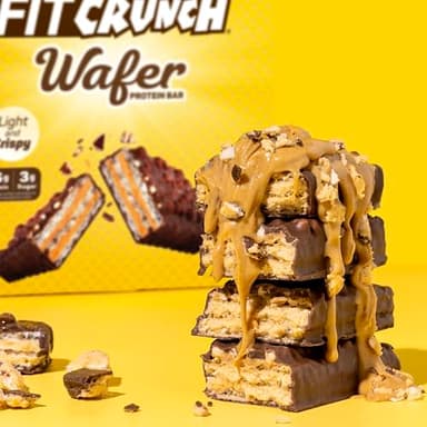 FITCRUNCH Wafer Protein Bars, 16g of Protein & 3g of Sugar (9 Bars, Chocolate Peanut Butter) - Image 6