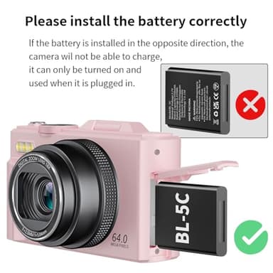 4K Digital Camera for Photography, 64MP Vlogging Camera for YouTube with 3" 180° Flip Screen, 18X Digital Zoom Point and Shoot Camara with 32GB Micro SD Card for Beginner (Pink) - Image 7