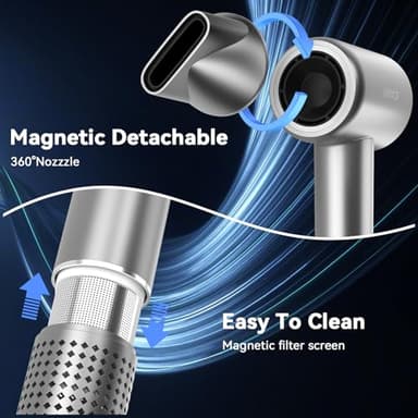 High Speed Hair Blow Dryer|Professional Salon Grade Air Speed, Negative Ion Hair Care|Quiet Design|Suitable for Thick Hair/Styling with Nozzle & Diffuser, Long Motor Lifespan - Image 4