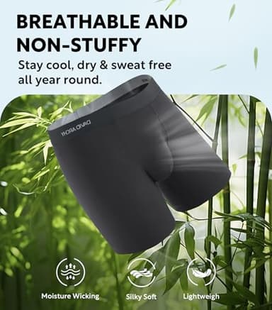 DAVID ARCHY Mens Underwear Rayon made from Bamboo 7-Pack, Wicking-Moisture & Cool Boxer Briefs with Support Pouch, Breathable Soft Stretch boxers for men with Fly (L, Black - 6.5'') - Image 3