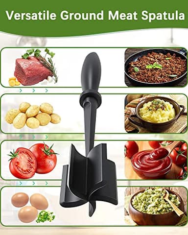 Upgrade Meat Chopper, Heat Resistant Meat Masher for Hamburger, Ground Beef Smasher, Nylon Hamburger Grinder Utensil for Ground Beef, Non Stick Mix Ground Chopper, Mix and Chop Potato Masher Tool - Image 3