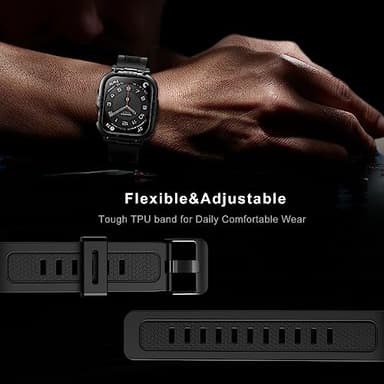 Mosonio Sport Rugged Case with Band for Apple Watch Band S11 S10 42mm Men, Waterproof Band with Screen Protector, 360°Protective Cover and Tough Bumper for iwatch Series 11 10(Black,42mm) - Image 3