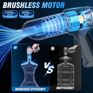 IHE Car Vacuum Cleaner, 15000Pa Handheld Cordless Rechargeable Wet & Dry Vacuum, 120W High Power for Car, Pet, Home, Office Cleaning, Washable HEPA Filter, Multi-Nozzles 01 - Image 3