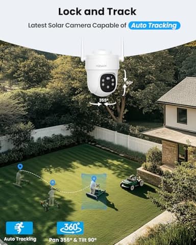 VIZIUUY AOV Security Camera, 24H Continuous Recording Security Cameras Wireless Outdoor, WiFi 6, 2K Solar-Powered Cameras for Home Security, 360° PTZ, Auto Tracking, 512G Local Storage(Not Include) - Image 4