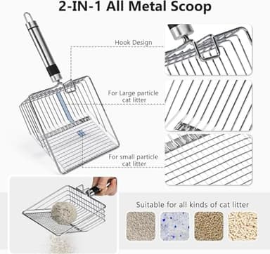 Stainless Steel Litter Box, Extra Large Litter Boxes for Big Cats, XL Metal Cat Litter Box with Lid, Anti-Urine Leakage, Non-Sticky, Include Cat Mat and Litter Scoop - Image 6