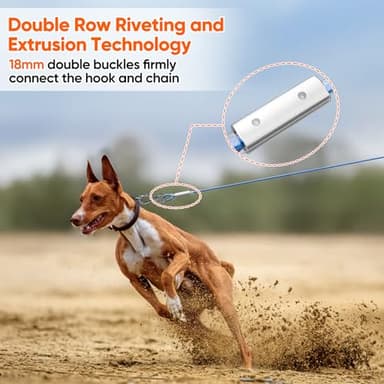Tresbro 70FT Reflective Tie Out Cable for Dogs Up to 250 Pounds, Steel Wire Lead Leash Cable with Stainless Rotatable Clip, Lightweight and Enduring, Dog Lead Chains for Outside,Yard,Camping, Blue - Image 4