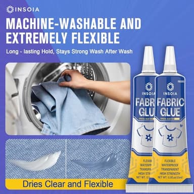 Fabric Glue Permanent, 15MLx2 Food-Grade Clothing Glue, Odor-Free, Dries Clear, Washable Fabric Adhesive for Rhinestones,Patches,Clothes,Denim,Leather,Polyester,Fabrics,Doll Repair,Flannel,Cotton - Image 3