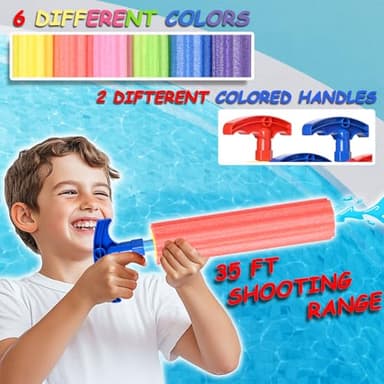 DraMosary Water Blaster Soaker Guns, 6 Pcs Foam Water Squirters, Kids Boy Girl Squirt Guns for Pool/Beach/Yard Play (Up to 33 ft, 11.8inches, Multicolored) - Image 2