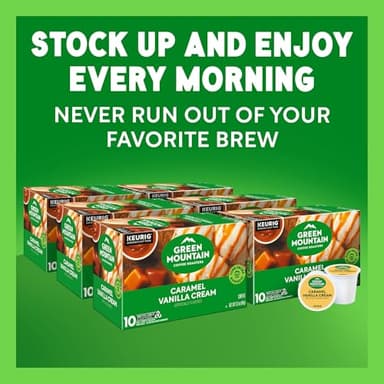 Green Mountain Coffee Roasters Caramel Vanilla Cream, Keurig Single Serve K-Cup Pods, Light Roast Coffee, 60 Count, (6 Packs of 10) - Image 14