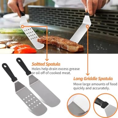 TianfuSpanda Griddle Accessories Kit, Flat Top Grill Accessories 9Pcs BBQ Tool Sets Blackstone Accessories with Scraper, Spatula, Grilling Cooking Kit Applicable to Blackstone - Image 3