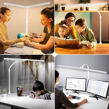 MACASA Double Head LED Desk Lamp with Timer of Remote Control 24W Brightest Computer Desk Light Office Lamp for Workbench Drafting Architect Study Reading Gaming with Anti-Glare Cover - Image 7