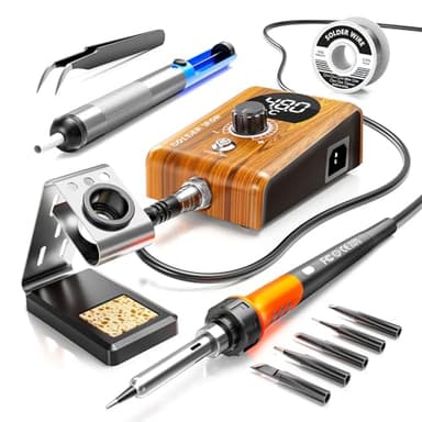 90W Digital display soldering station, stable knob control, independent switch power supply, tin wire, tin absorber, anti-static tweezers, 5 soldering iron tips, handle fixed bracket - Image 1