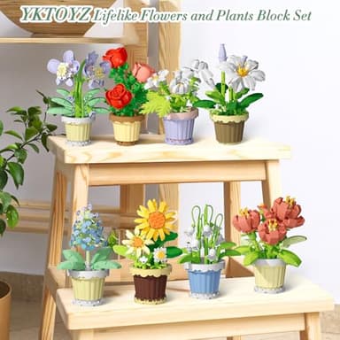 Flowers and Plant Building Set, (1671 Pcs) 8 Kinds Flowers Botanical Bonsai Building Set for Adults, Kids, Girls, Idea Gifts for Mother's Day, Birthdays, Creative Building Block Toys Decor for Home - Image 5