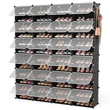ROJASOP Shoe Storage Cabinet, 12-Tier Shoe Organizer 96 Pairs Extra Large Plastic Shoe Rack with Covers Portable Shoe Rack Organizer with Doors Big Shoe Rack for Closet Entryway Bedroom - Image 1
