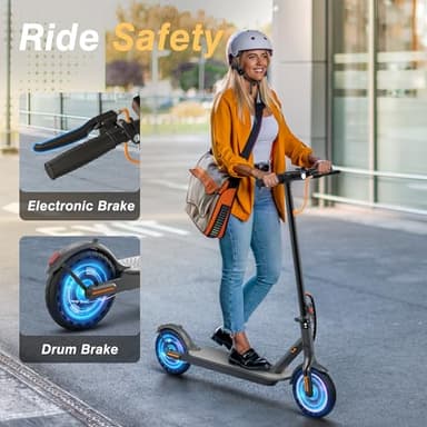 Electric Scooter, 350W/500W Powerful Motor, 19/22 MPH Max Speed, 15/23 Miles Range, Lightweight Foldable Kick Scooter with Dual Braking Systems, Smart APP - Image 5